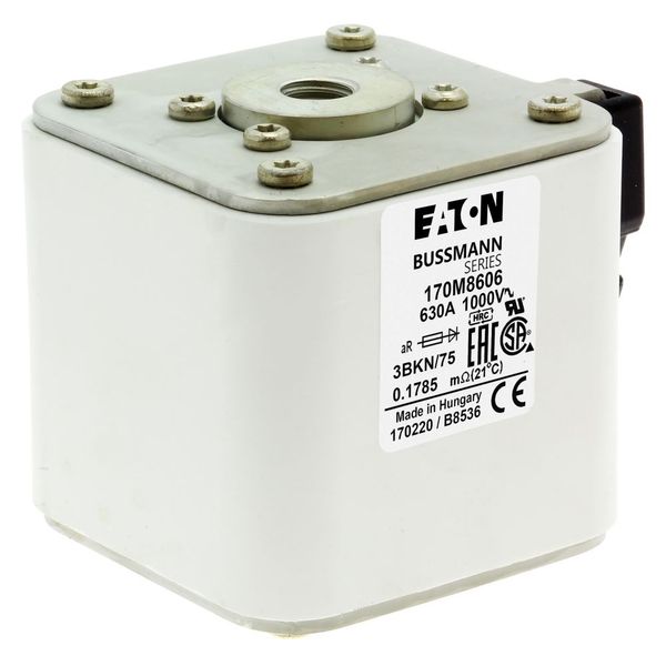 Fuse-link, high speed, 630 A, AC 1000 V, size 3, 74 x 92 x 76 mm, aR, IEC, UL, single indicator image 19