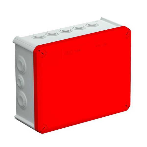 T 250 RO-LGR  Branch square box, with inputs, red lid, 240x190x95, grey/red Polypropylene, glass fiber reinforced image 1