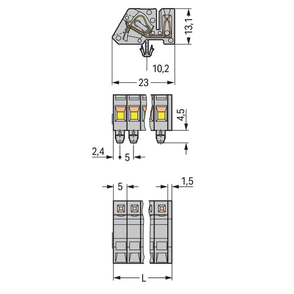 1-conductor female connector, angled CAGE CLAMP® 2.5 mm² gray image 2