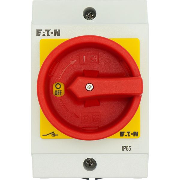 Main switch, T0, 20 A, surface mounting, 4 contact unit(s), 8-pole, Emergency switching off function, With red rotary handle and yellow locking ring, image 26