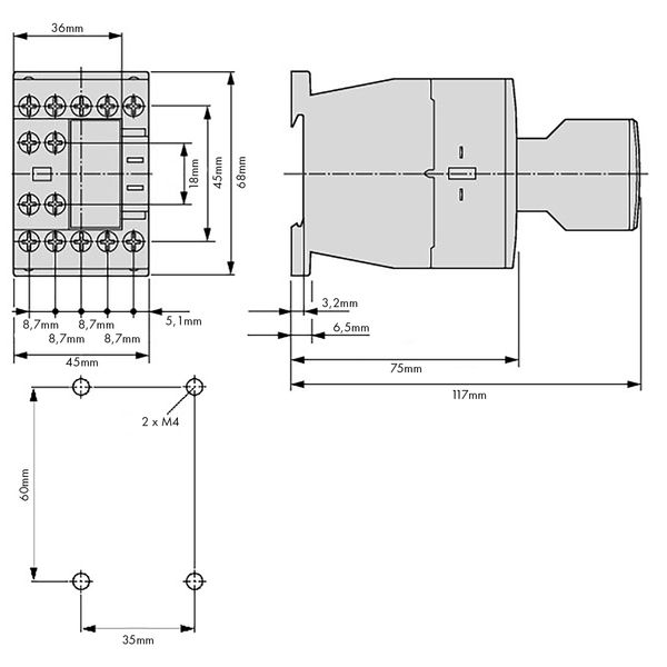 Auxiliary Contactor, 4 NO, coil 24VAC image 3