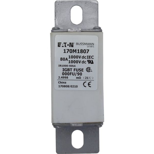 Fuse-link, high speed, 80 A, DC 1000 V, size 000, 24 x 36 x 115 mm, aR, IEC image 2