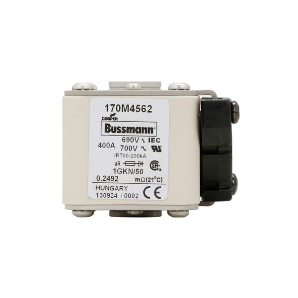 Fuse-link, high speed, 400 A, AC 690 V, size 1, 53 x 69 x 51 mm, aR, IEC, UL, single indicator image 13