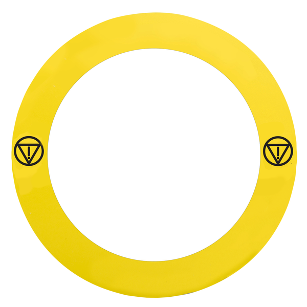 Harmony sárga köralakú felirati tábla, Ø90, ZB5AS84W** vészleállítóhoz, logóval, felirat nélkül image 1