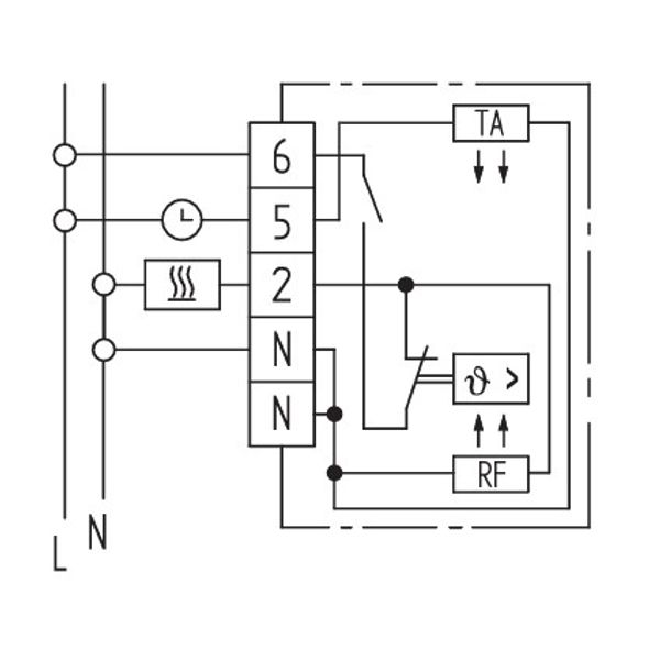 Room controller, 5-30C, AC 230V, 1 NC contact, heating: 8 ... 14 (4) A, 1 switch mains, with temperature reduction approx.5K image 4