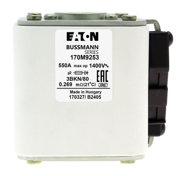 Fuse-link, high speed, 550 A, AC 1400 V, size 3, aR, IEC, with indicator image 3