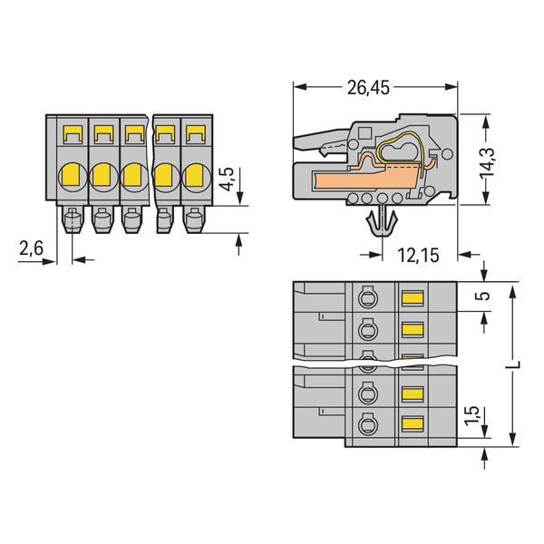 1-conductor female connector CAGE CLAMP® 2.5 mm² gray image 3