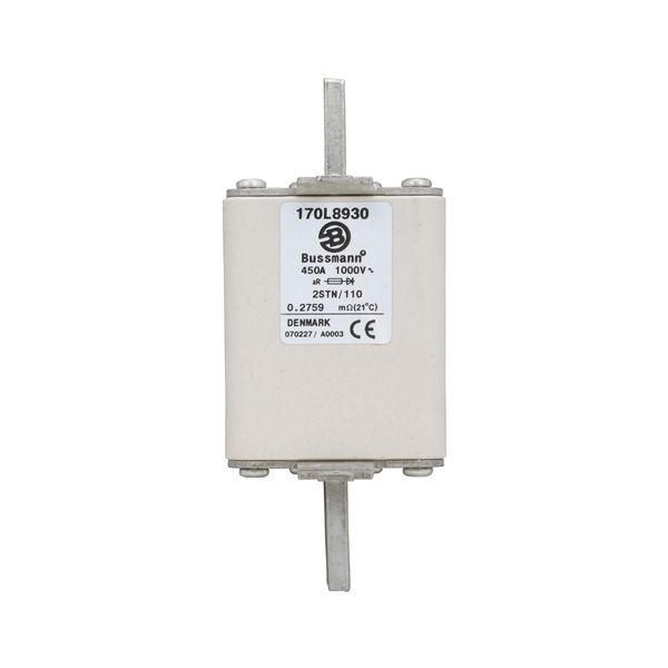 Fuse-link, high speed, 450 A, AC 1000 V, Size 2, 61 x 75 x 140 mm, aR, DIN, IEC, single indicator image 6