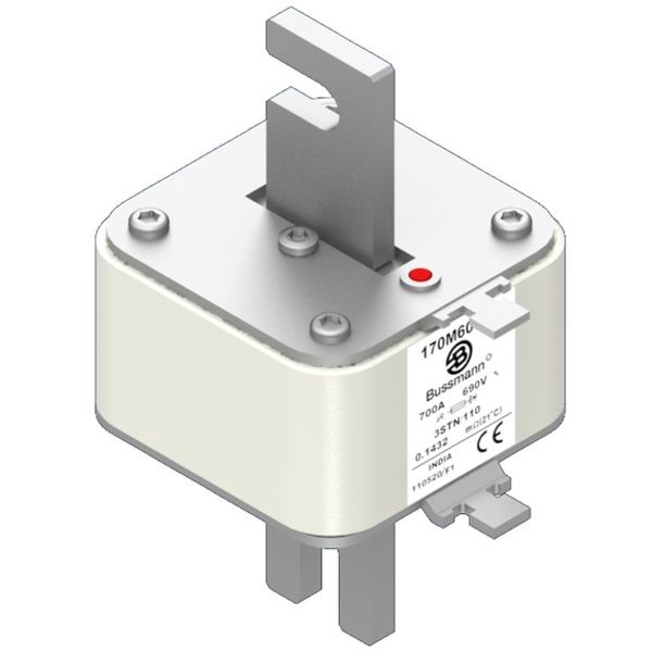 Fuse-link, high speed, 600 A, AC 4000 V, size 3, 76 x 76 x 302 mm, aR, IEC image 3