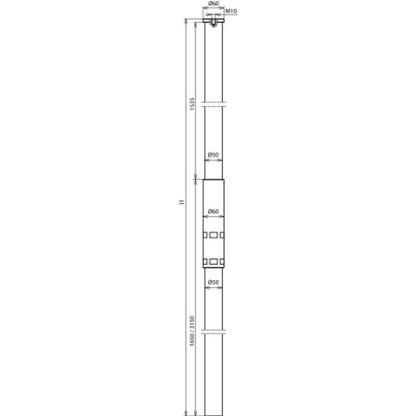 Supporting tube D 50mm M10 L 3200mm GRP/Al image 2