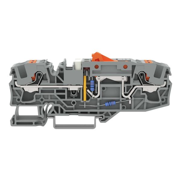 2206-1671/1000-851 Ground conductor disconnect terminal block; with test option; with orange disconnect link image 1