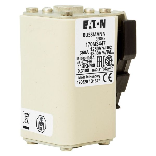 Fuse-link, high speed, 350 A, AC 1250 V, compact size 1, 45 x 59 x 81 mm, aR, IEC, UL, type K indicator, flush end, M8 image 16