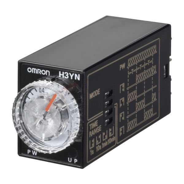 Timer, plug-in, 8-pin, multifunction, 0.1s-10m, DPDT, 5 A, 24 VAC Supp H3YN1102C image 1