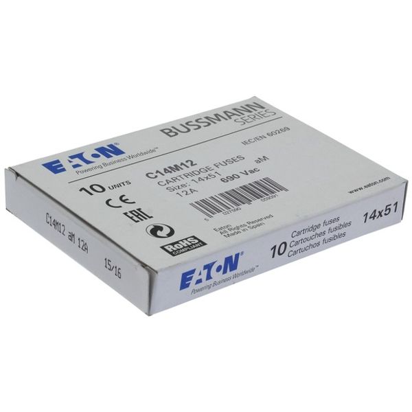 Fuse-link, LV, 12 A, AC 690 V, 14 x 51 mm, aM, IEC image 3