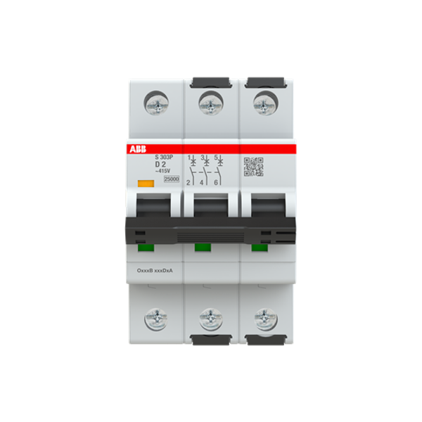 S303P-D2 Miniature Circuit Breaker - 3P - D - 2 A image 1