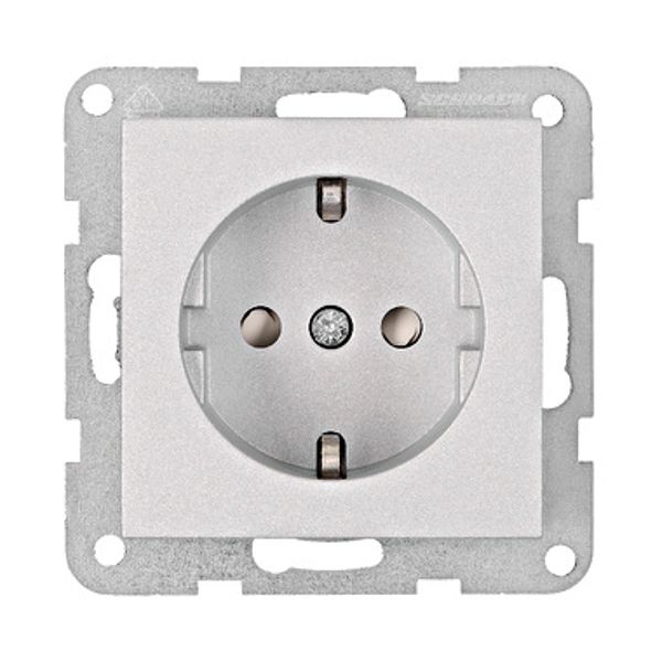 Socket outlet with safety shutter, cage clamps, silver image 1