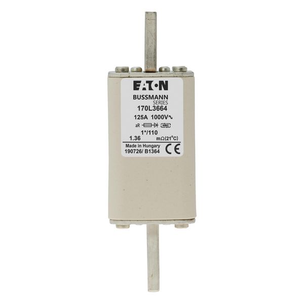 Fuse-link, high speed, 125 A, AC 1000 V, compact size 1, 45 x 45 x 140 mm, aR, DIN, IEC, single indicator image 4