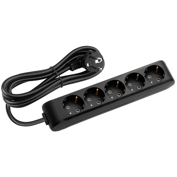 X-tendia Black Five Gang Earth Socket with Cable CP image 1