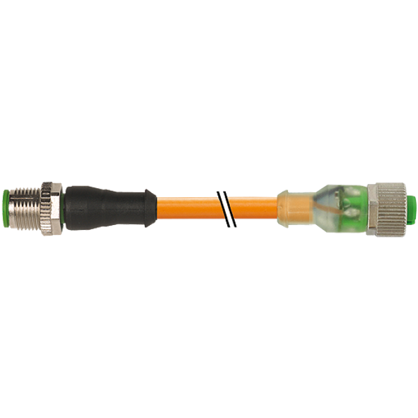 M12 male 0°/fem. 0° A-cod. LED PUR 4x0.34+1x0.5 or+rob+drag-ch 0.6m image 1