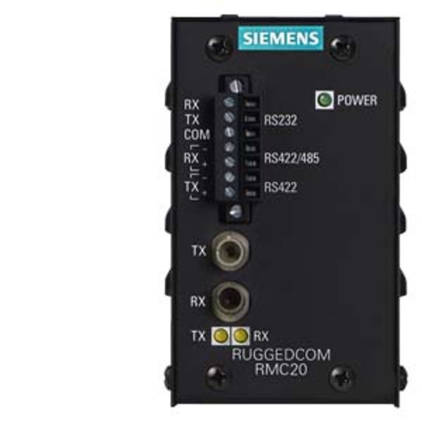 RUGGEDCOM RMC20 media converter is a utility-grade, protocol-independent, serial-to-fiber and serial standards converter for all serial communication  6GK6002-0AC01-0AA1 image 1