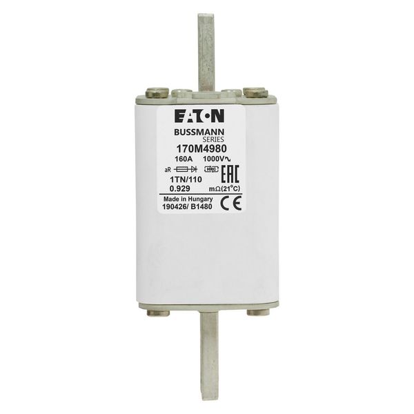 Fuse-link, high speed, 160 A, AC 1000 V, DIN 1, 51 x 69 x 138 mm, aR, DIN, IEC, single indicator image 1