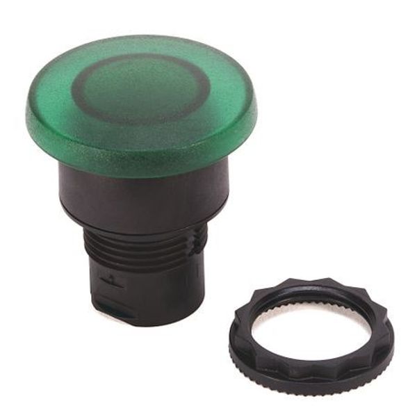 Allen-Bradley, 800FP-LMM43, 800F Illuminated Mushroom - Plastic, 40mm, Momentary, Green image 1