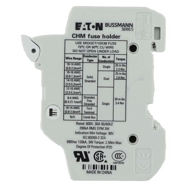 Fuse-holder, low voltage, 32 A, AC 690 V, 10 x 38 mm, 4P, UL, IEC image 39