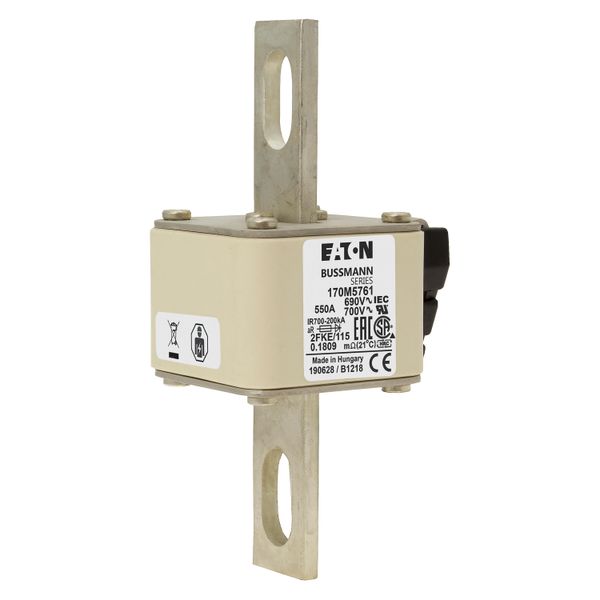 Fuse-link, high speed, 550 A, AC 690 V, size 2, 61 x 77 x 135 mm, aR, IEC, UL, single indicator image 10