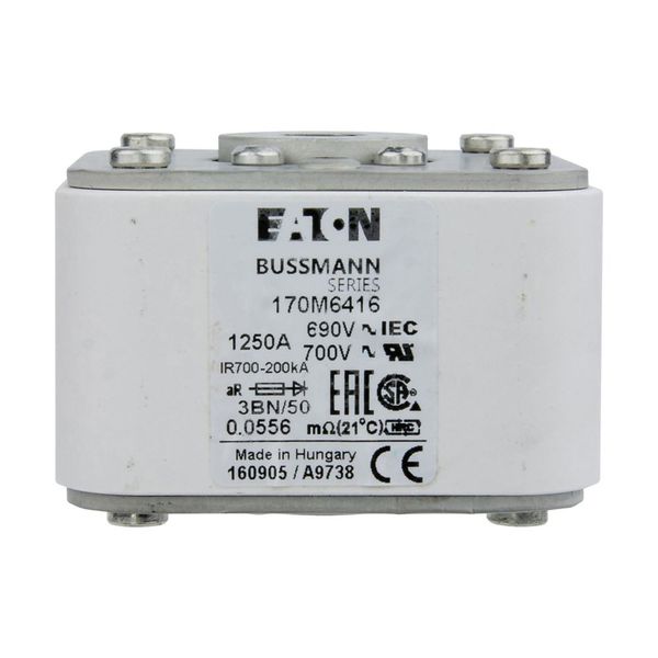 Fuse-link, high speed, 1250 A, AC 690 V, size 3, aR, IEC, UL, single indicator image 13