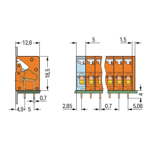 PCB terminal block push-button 2.5 mm² orange image 2