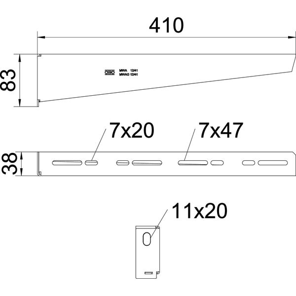 MWA 12 41S FS Wall and support bracket with fastening bolt M10x25 B410mm image 2