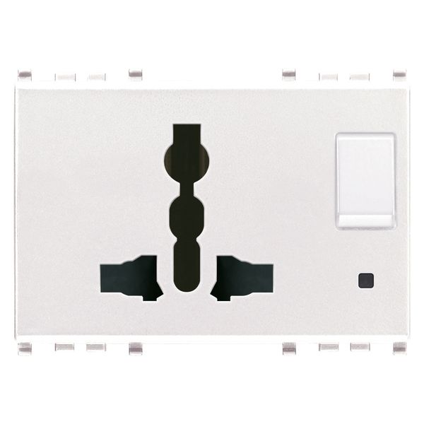 2P+E 13A SICURY multi-outlet+switchwhite image 1
