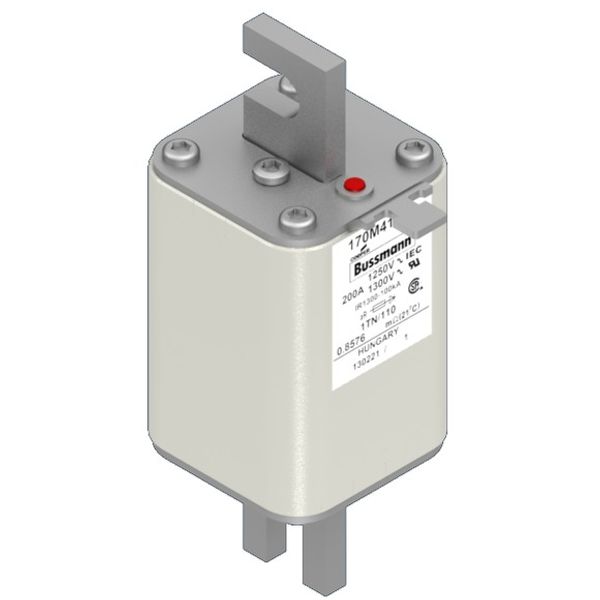 Fuse-link, high speed, 200 A, AC 1250 V, size 1, 53 x 66 x 138 mm, aR, DIN, IEC, type T indicator image 3