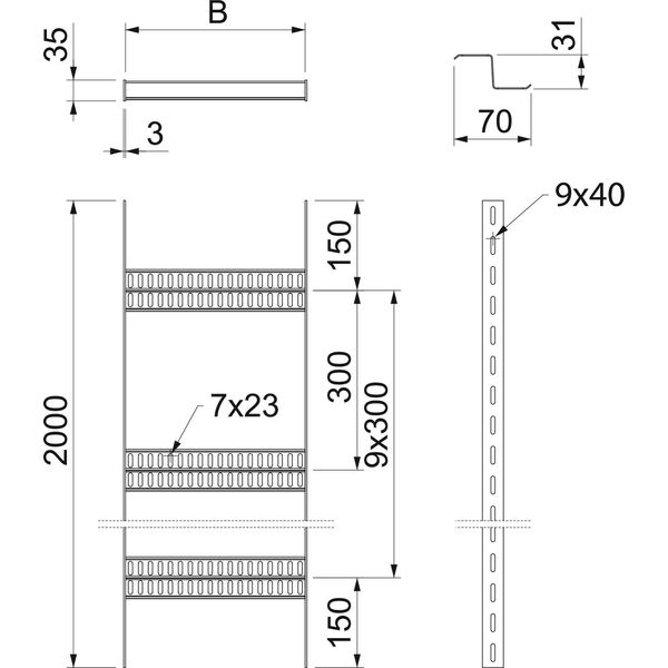 SLZ L 300 SG Cable ladder, shipbuilding with Z-rung 35x306x3000 image 2