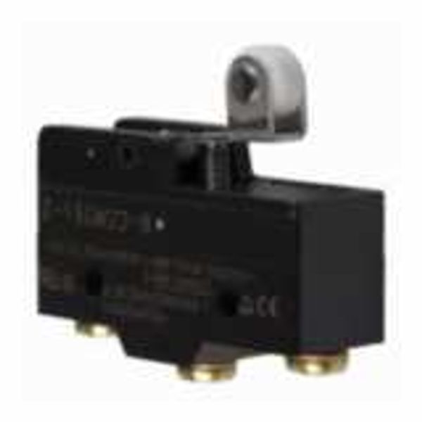 General purpose basic switch, short hinge roller lever, SPDT, 15A, scr image 2