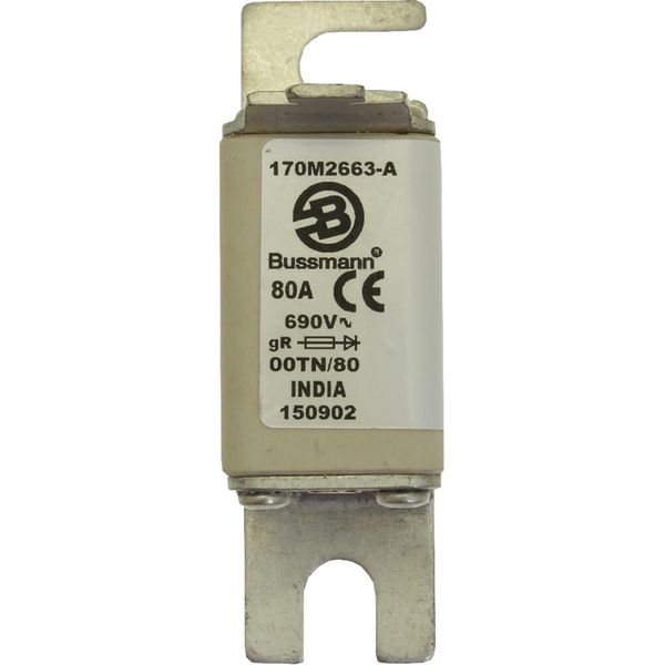 Fuse-link, high speed, 80 A, AC 690 V, size 00, 30 x 67 x 100 mm, gR, DIN, IEC, single indicator image 15