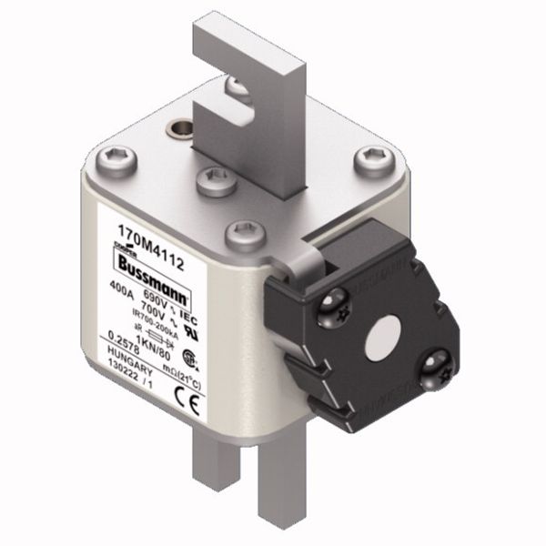 Fuse-link, high speed, 400 A, AC 690 V, DIN 1, 53 x 69 x 108 mm, aR, DIN, IEC, single indicator image 2