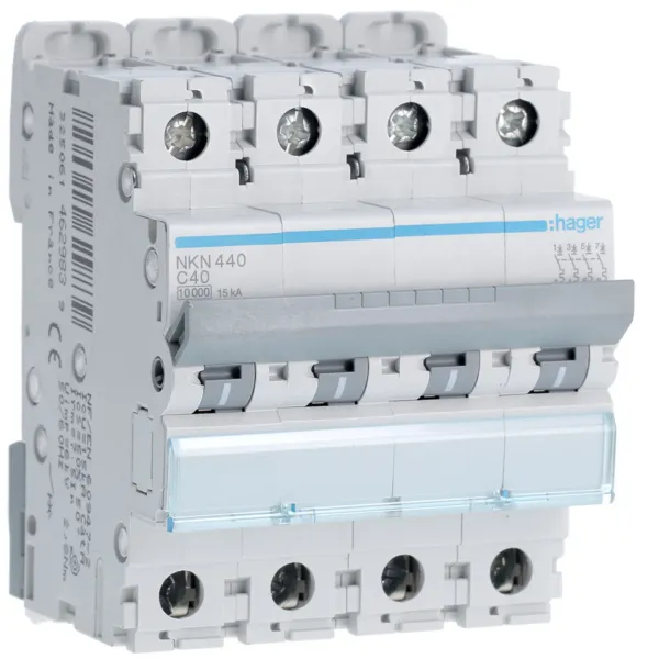 Circuit Breaker 4P 40A C 10/15kA 4M image 1