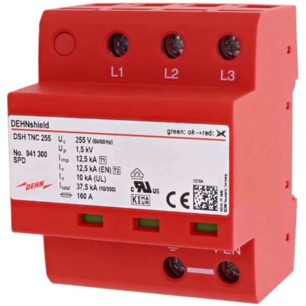 Appl.-opt. combined arrester DEHNshield type 1+2 for three-phase TN-C  image 1