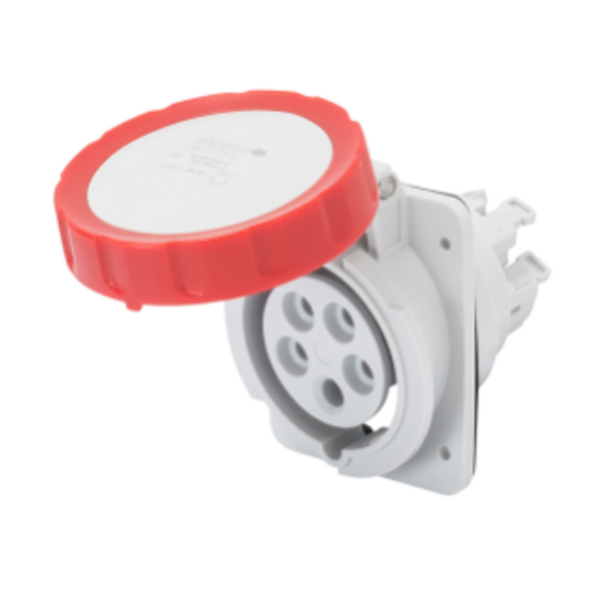 10° ANGLED FLUSH-MOUNTING SOCKET-OUTLET HP - IP66/IP67 - 3P+N+E 32A 380-415V 50/60HZ - RED - 6H - FAST WIRING image 1
