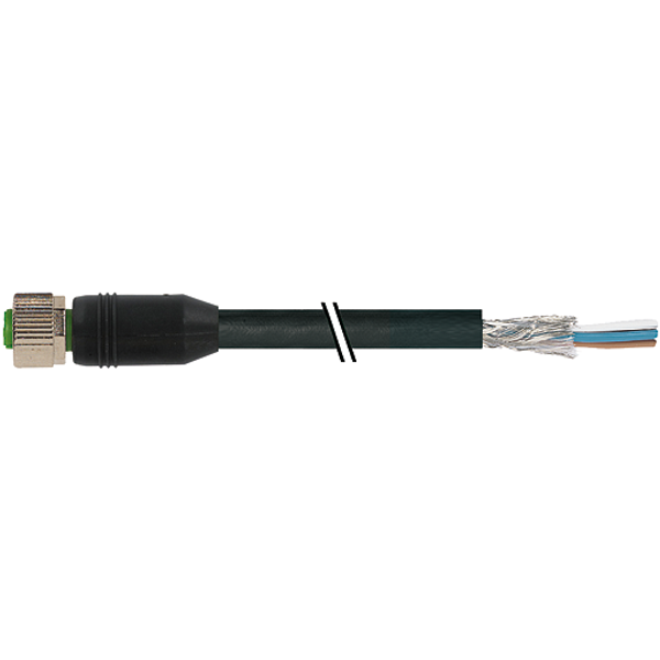 M12 female 0° A-cod. with cable RADOX EM 104 4x0.34 shielded bk 0.5m image 1