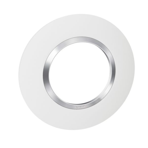 Dooxie round plate 1 post white finish with chrome effect ring image 1