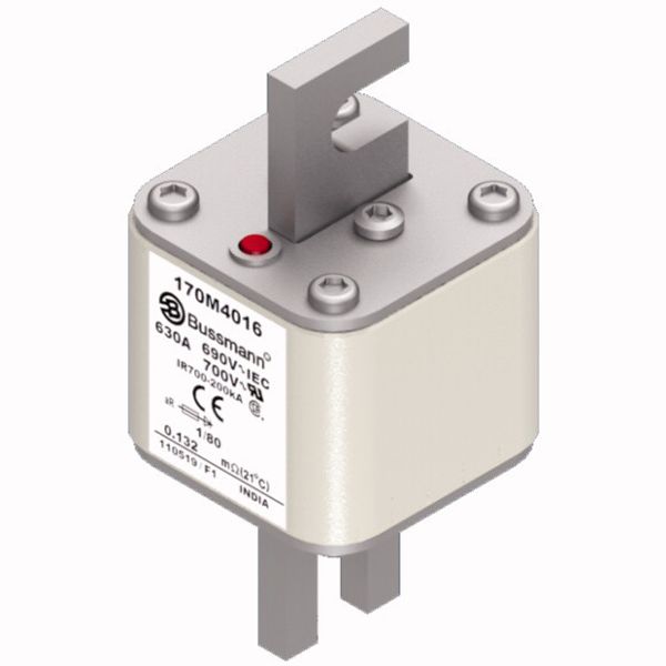 Fuse-link, high speed, 630 A, AC 690 V, DIN 1, 53 x 53 x 108 mm, aR, DIN, IEC, single indicator image 2