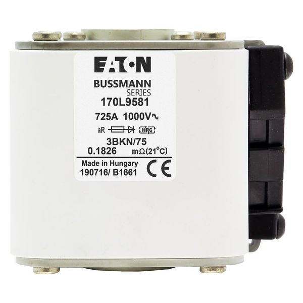 Fuse-link, high speed, 725 A, AC 1000 V, Size 3, 76 x 92 x 75 mm, aR, IEC, single indicator image 15