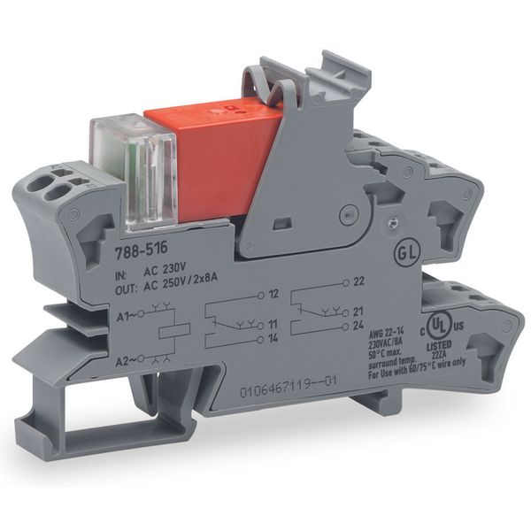 Relay module Nominal input voltage: 230 VAC 2 changeover contacts gray image 8