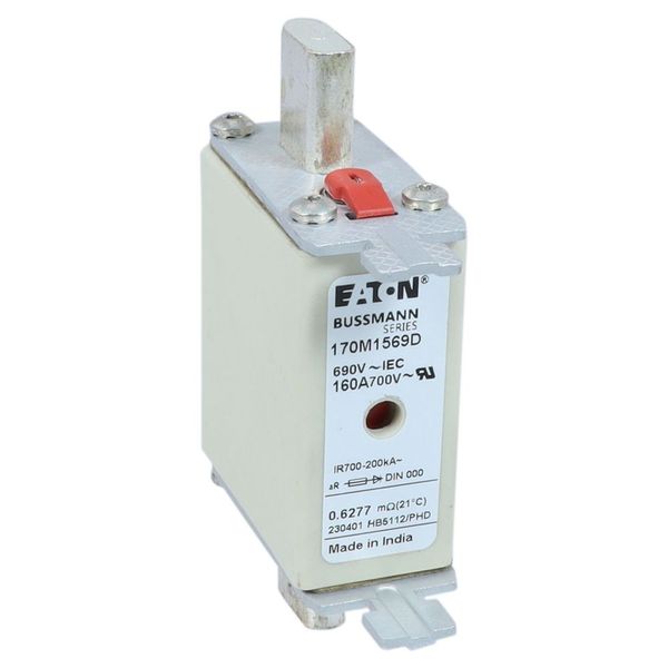 Fuse-link, high speed, 160 A, AC 690 V, DIN 000, aR, DIN, IEC, dual indicator, live gripping lugs image 23