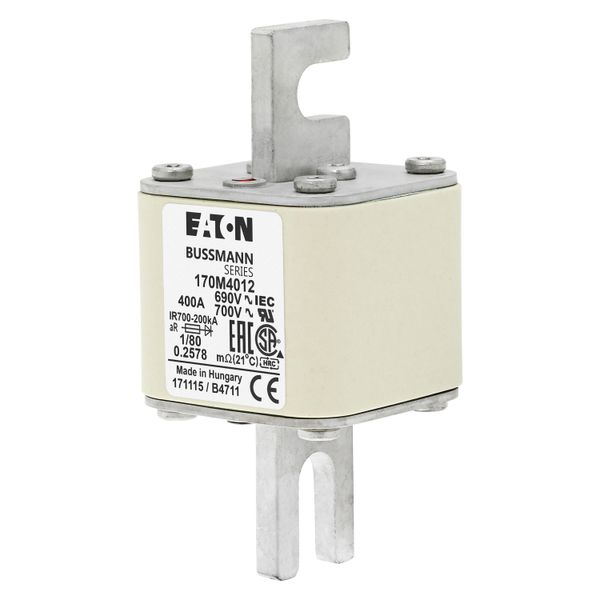 Fuse-link, high speed, 400 A, AC 690 V, DIN 1, 53 x 53 x 108 mm, aR, DIN, IEC, single indicator image 6