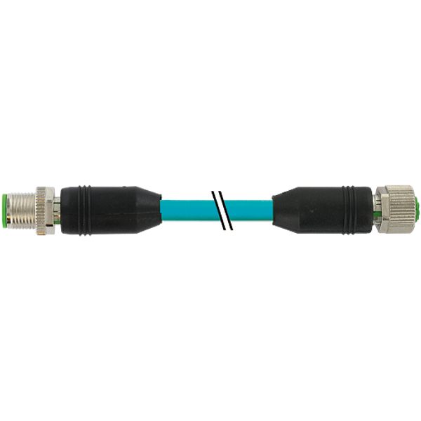 M12 male 0°/M12 fem. 0° D-cod. PUR 1x4xAWG22 shielded bu+drag-ch 0.7m image 2