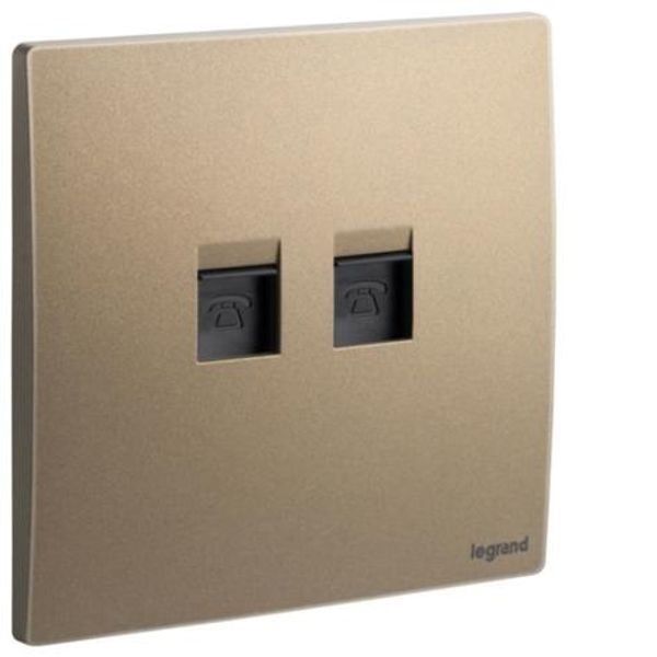 Mallia Senses - 1 gang double RJ11 telephone socket outlet - Dark Bronze image 1