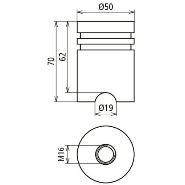 Stainless steel earthing bridge with M16 thread D 50mm H 70mm image 2